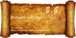 Butyka Gábor névjegykártya